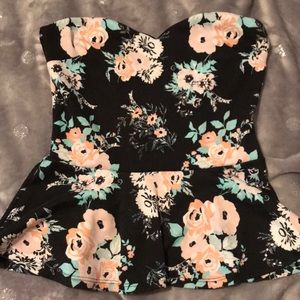 Black floral tube top